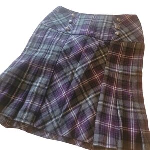 San Francisco Purple and Grey Plaid Wool blend Skirt